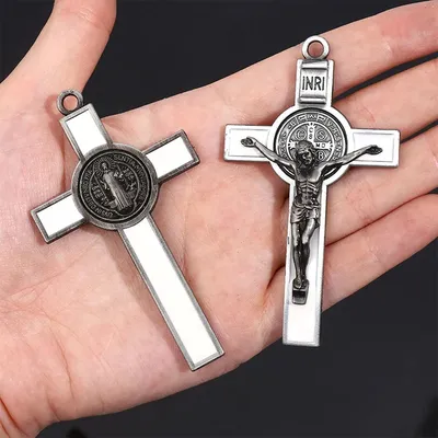 20pcs/Religious Big Jesus Cross Large Alloy Christian Cross Medal, Religious Cross Finished 75x43mm