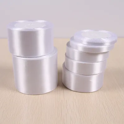 (25 yards/roll)White Color Single Face Satin Ribbon Wholesale Gift Wrapping Christmas New Year