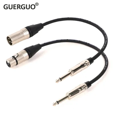 1PC XLR to 1/4 Inch (6.35mm) TS Jack Microphone Audio Cable Unbalanced 3Pin XLR Female/Male to
