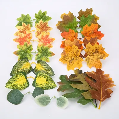 10Pcs Artificial Maple Leaves Fake Fall Leaf Artificial Plants For Autumn Decoration Wedding Home