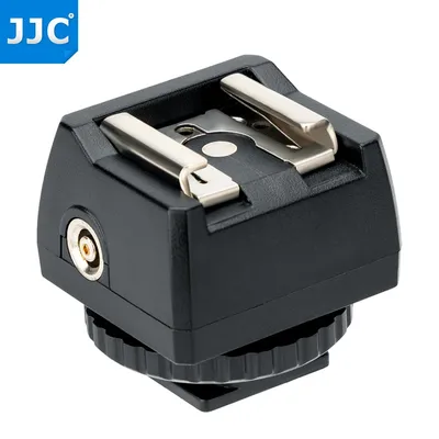 JJC Universal Hot Shoe Mount Adapter with 3.5mm&PC Port for Monolight Flash LED Light Studio