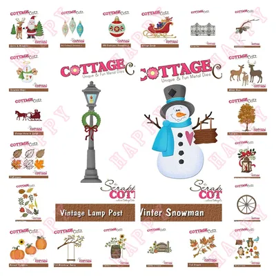 Christmas Metal Cutting Dies Winter Snowman Reindeer Vintage Pumpkins Decoration For DIY