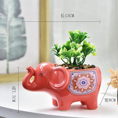 Cute Elephant Succulent Planter (Pot Not Included Drainage Tray) Ceramic Cactus Flower Container Animal Bonsai Holder For Indoor Plants