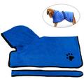 Fast Dry Pet Bath Towel Quickly Absorbing Water Bath Robe for Dog and Cat Size M (Blue)