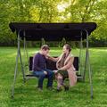 Swing Chair Porch 3-Seater Swing Bench With Adjustable Canopy And Duracble Metal Stand Outdoor Patio Swing Chair For Backyard Porch Garden