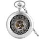 JYCCH Gentleman Pocket Watch, Pocket Watch,Mechanical Skeleton Manual Winding Steampunk Pocket Watch (Color : Silver) (Silver)