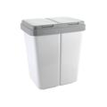 RibelliÂ® Duo Rubbish Bin, 2 x 25 L, Plastic Bucket with Lid, Odour-Proof Waste Bin, Kitchen Bin, Waste Separation System for Yellow Sack and Kitchen Waste Bucket, Total 50 Litres, Grey, 500113