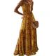 Gyios dress Women Boho Vintage Maxi Dress Loose Floral Print Deep V Neck High Waist Dresses Spaghetti Strap Summer Retro Vestidos-yellow-l