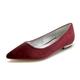 Womens Low Block Heels Pointed Toe Flats Shoes for Bride Closed Toes Wedding Party Dress Shoes Evening Party Shoes,Burgundy,3 UK