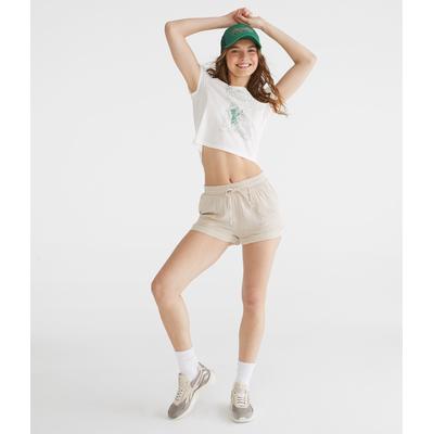 Aeropostale Womens' High-Rise Gauze Shorts - White - Size XS - Cotton