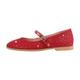 Ankle Strap Ballet Flats Ballerinas Flat Shoes Crystals Flat Pumps with Low Block Heels for Women Studded Sequins Heeled Pumps Buckle Up Flats Slide Slippers Sandals Red Size 12