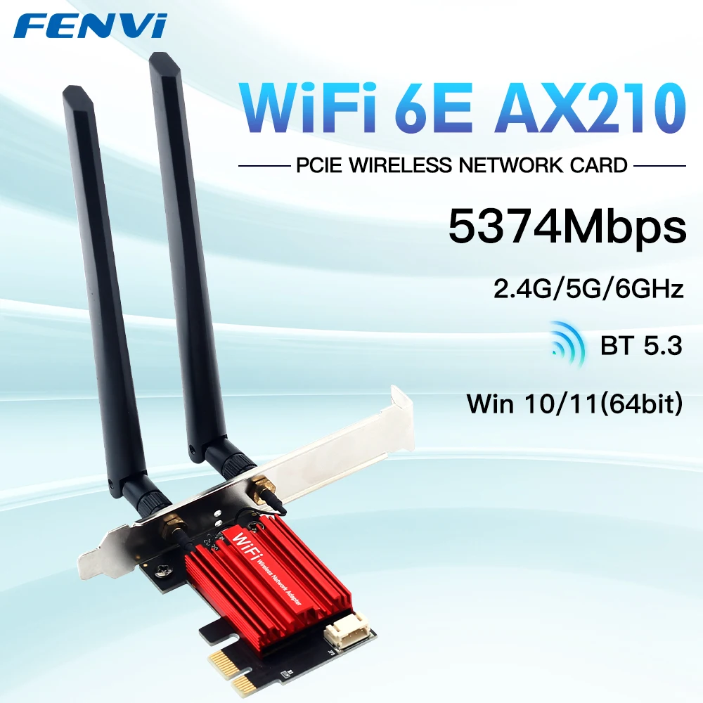 FENVI WiFi 6E AX210 adattatore pci-e Wireless Tri-band 2.4G/5G/6Ghz compatibile BT 5.3 802.11AX scheda wi-fi di rete per PC Win 10/11