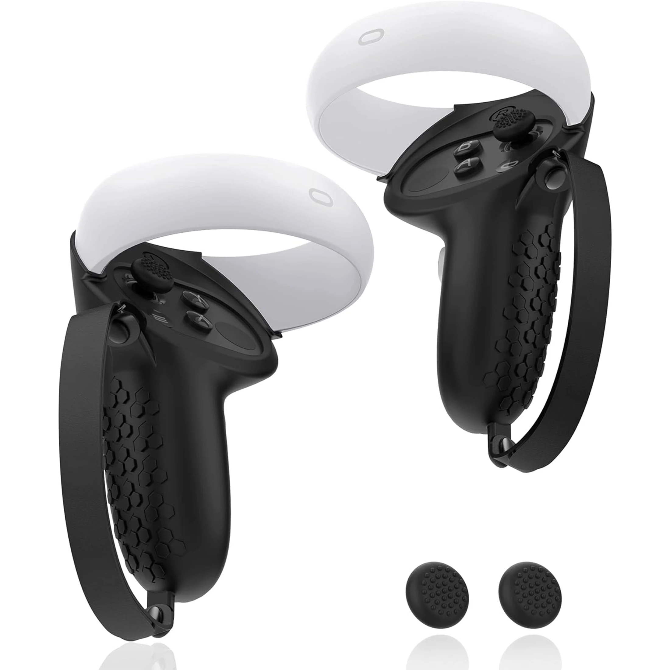 HUADAI Design Controller-Griffabdeckung, kompatibel mit Quest 2-Zubehör, Silikon-Griffabdeckung mit Knöchelriemen Image