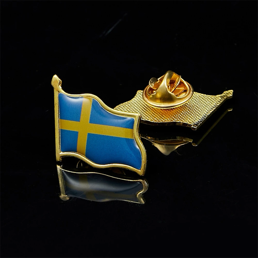 Schweden winken Freundschaftsflagge Metall Anstecknadel Vereinte Nationen Abzeichen Pin-Back Krawatte Brosche Dekoration Image