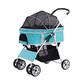 hxoity Dog Cat Stroller 3-in-1 Foldable Pet Strolling Cart Detachable Carrier Car Seat and Stroller with Push Button Entry for Small and Medium Pets Load 22.5 Kg / 50 Lbs (Color : Blue)