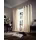 Quest-Mart® Luxurious Quality 100% Polyester Shiny Faux Fur Eyelet Pair of Curtains Elegant 6 Colours (90" Wide And 90" Drop, CREAM)