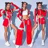 Red Kpop Stage Outfit costumi di danza Jazz per ragazze 2024 Hip Hop Festival Rave Outfit