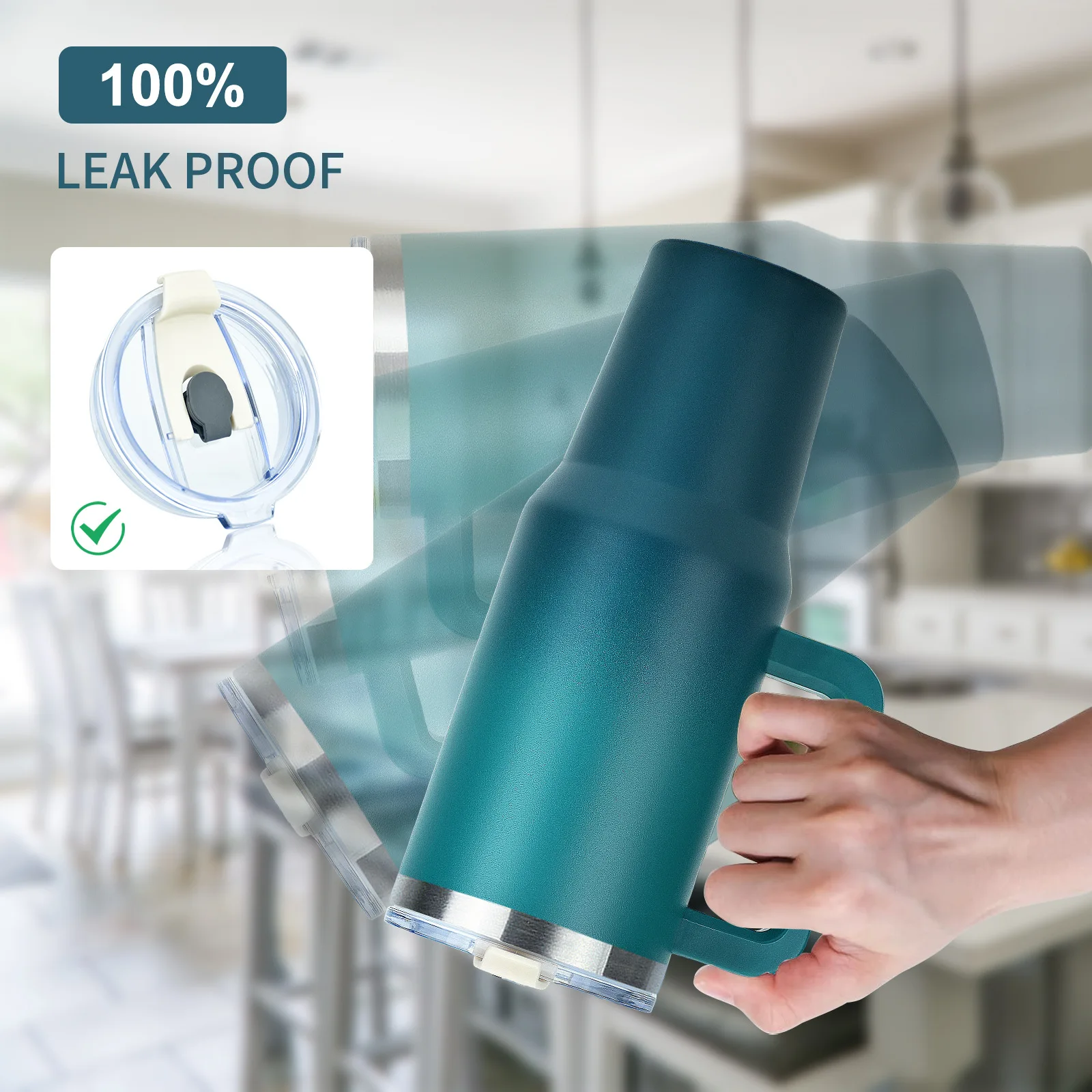 Ersatzdeckel für Stanley Adventure Quencher Reisebecher, 40 Unzen, transparente, auslaufsichere Becherabdeckung für Tassenzubehör Image