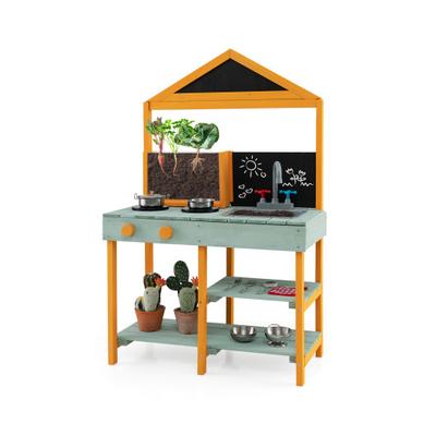 Costway Kids Kitchen Playset with Root Viewer Planter and Rotatable Faucet
