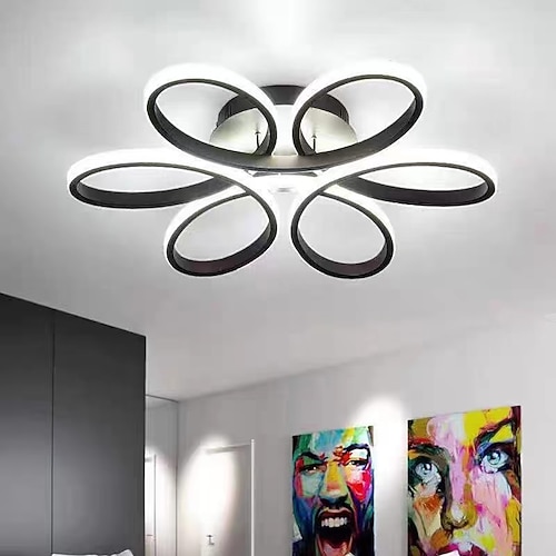 LED-Deckenleuchte, Lotus-Design, Deckenleuchte, modern, künstlerisch, Metall-Acryl-Stil, stufenlose Dimmung, Schlafzimmer, lackierte Oberfläche, 110–240 V, nur dimmbar mit Fernbedienung, Blumen-Design, 110–240 V Image