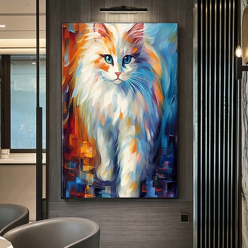 handgemaltes buntes schönes Adler-Vogel-Katze-Ölgemälde, modernes Design, Heimdekoration, Leinwand, handgefertigtes Wandkunstbild als Geschenk (kein Rahmen) Image