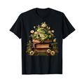 Cute Cottagecore Aesthetic Floral Frog Flowers Books T-Shirt