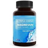 Triple Magnesium Complex | 300mg of Magnesium Glycinate Malate & Citrate for Muscle Relaxation Sleep Stress Relief & Energy | High Absorption | Vegan Non-GMO | 90 Capsules