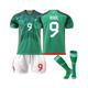 (S(160-170CM)) Mexico Home Jersey World Cup 2022/23 RaÃºl #9 Soccer T-Shirt Shorts Kits Football 3-Pieces Sets