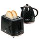 HOMCOM Kettle and Toaster Set 1.7L Fast Boil Kettle & 2 Slice Toaster Set Black