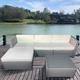 MCC 5pcs Rattan Furniture Set Patio Garden Sofa Set with Glass Coffee Table Outdoor Cushions for Garden or Conservatory Rupert (Grey)