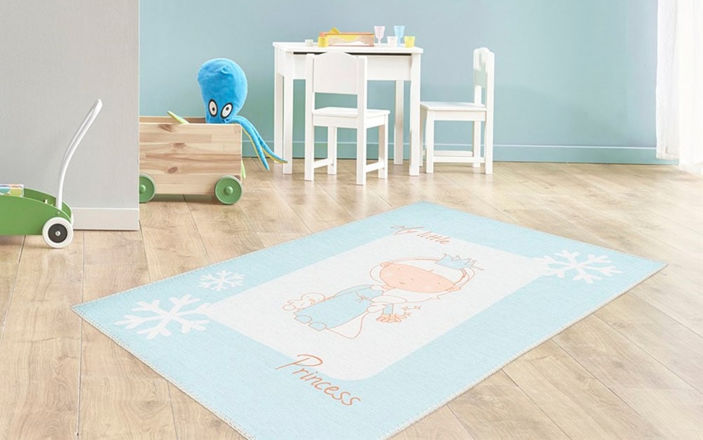 Kinderteppich ARTE ESPINA "Bambini 100", grün (mint), B:120cm H:5mm L:180cm, Polyester, Teppiche, Kinderteppich, Fantasievoll bedruckter Kinderteppich, angenehme Haptik