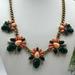 J. Crew Jewelry | J. Crew Pave Rhinestone Peach Green Salmon Gold Tone Chain Statement Necklace | Color: Gold/Green | Size: Os
