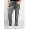 Stretch-Jeans SHEEGO "Große Größen", Damen, Gr. 21, Kurzgrößen, blau (grau denim), Obermaterial: 98% Baumwolle, 2% Elasthan, unifarben, casual, lang, Jeans, »Die Gerade« mit Used-Effekten
