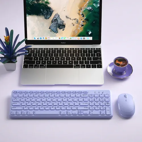 2 4 GHz USB Wireless Tastatur mit Maus Combo Drip Keycap Ergonomische Tastaturen Lila Grün Stumm