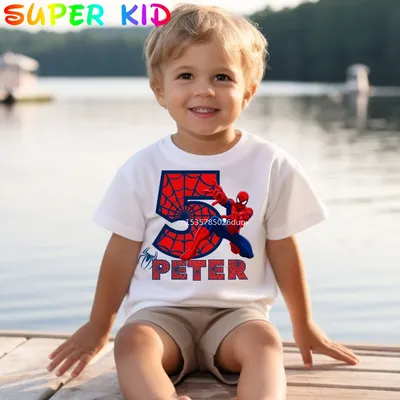 NEU Sommer 2025 2 3 4 5 6 7 8 9 Jahre Marvel Spiderman Weißes Kurzarm-T-Shirt Geburtstag Spiderman Image