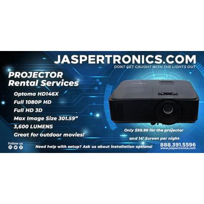 Rent Me By the Day! - Optoma HD146X is a full 1080p projector that offers a 3,600 Lumens screen and full 3D with compatible devices.