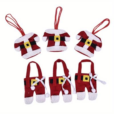 TEMU 6pcs, Santa Suit Christmas Cutlery Holder Tableware, Silverware Bag Decorations, Christmas Decor, Table Decor, Home Decor, Kitchen Decor