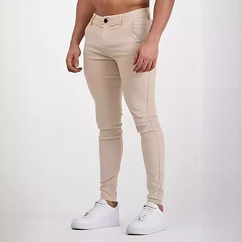 Herren Hose Chinos Stoffhosen Chinohose Einfarbig Sport Volle Länge Täglich Lässig Schwarz Dunkelgray Dehnbar