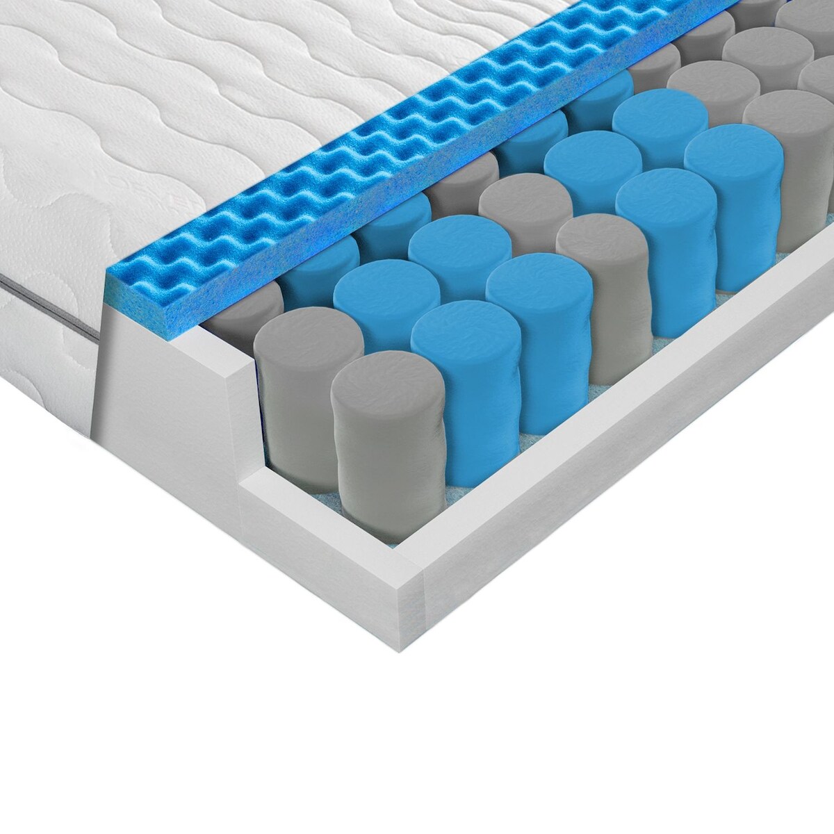Sleepneo Matratze 160x200 - Höhe 21cm Taschenfederkernmatratze 160x200 H2 H3, 7 Zonen Matratze, atmungsaktiver Aloe Vera Doppeltuchbezug Image