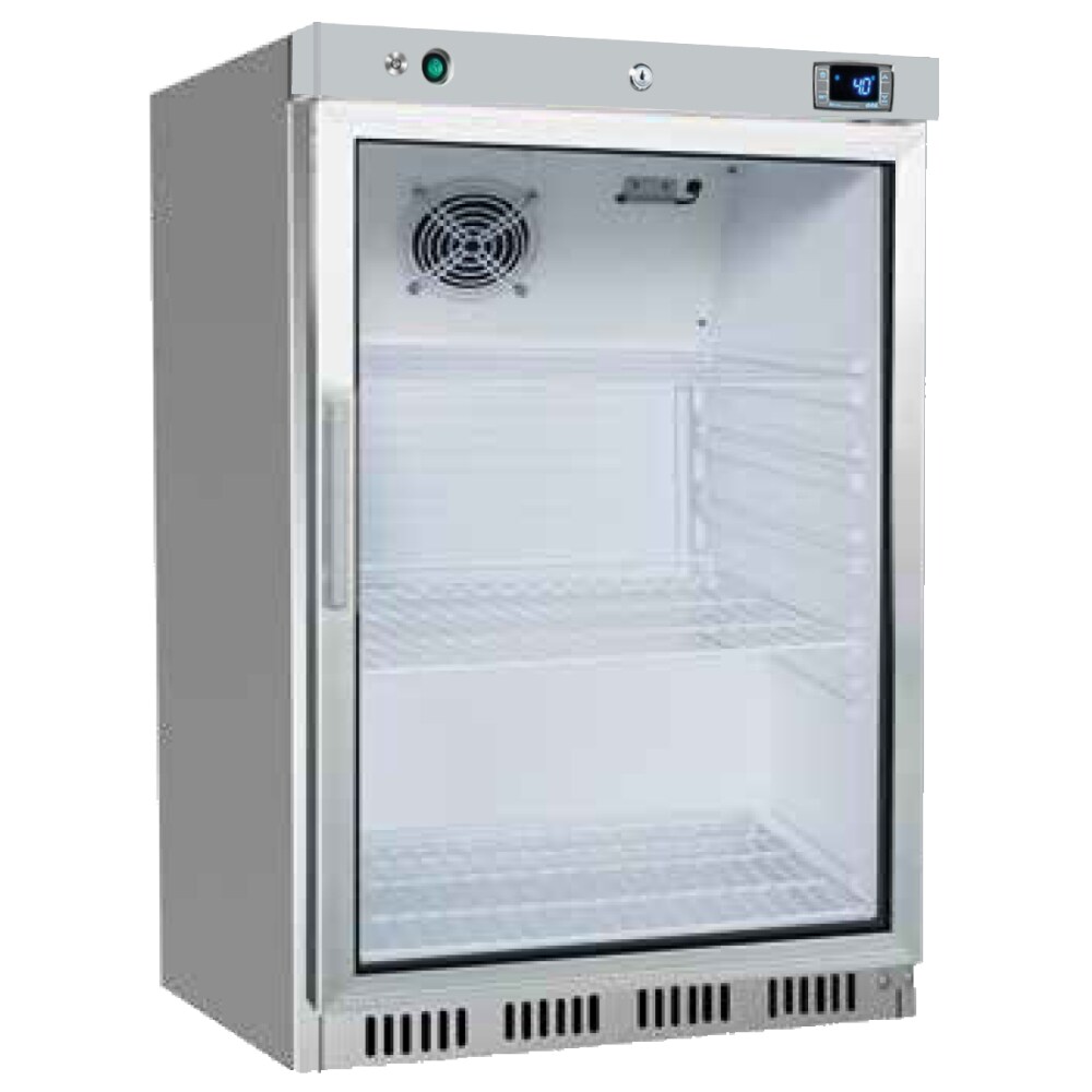 Statischer kühlschrankschrank edelstahl glastür 130 liter - 630x600x850 mm - 90 W 230/1V - 79970609 Eurast Image