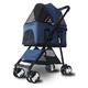Pet Stroller, 4 in 1 Multi-Functional Pram Buggy Pushchair for Dog Cat with 4 Wheels Easy Wash Away with Carry Cage, Pet Car Seat, for Medium and Small Pet (Blue)