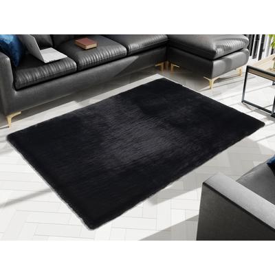 Hochflor-Teppich OCI DIE TEPPICHMARKE "ROCKY SOFT", schwarz, B:120cm H:35mm L:170cm, Polyester, Teppiche, Kunstfell, weich, kuschelig, maschinell gewebt, Kaninchen Haptik Image