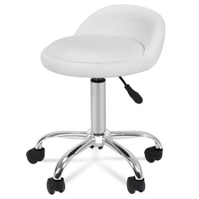 Adjustable Swivel Salon Stool Chair with Back Rest White