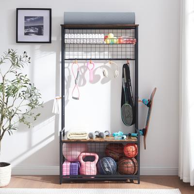 Garage Sports Equipment Organizer System Ball Gear Basketball Racks,Ball Holder with Baskets,Kids Toys Storage Organizer