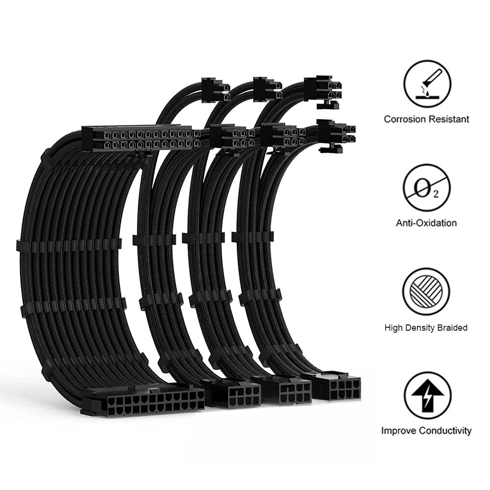 Kit 4 pezzi 300mm ATX 24pin pci-e 6 + 2pin CPU 4 + 4pin custodia per PC fai da te vari colori disponibili cavo di prolunga PSU