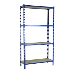 SimonRack Maderclick schraubenloses Metallregal 4 Böden. Farbe blau/holz 1500x1200x400 mm Image