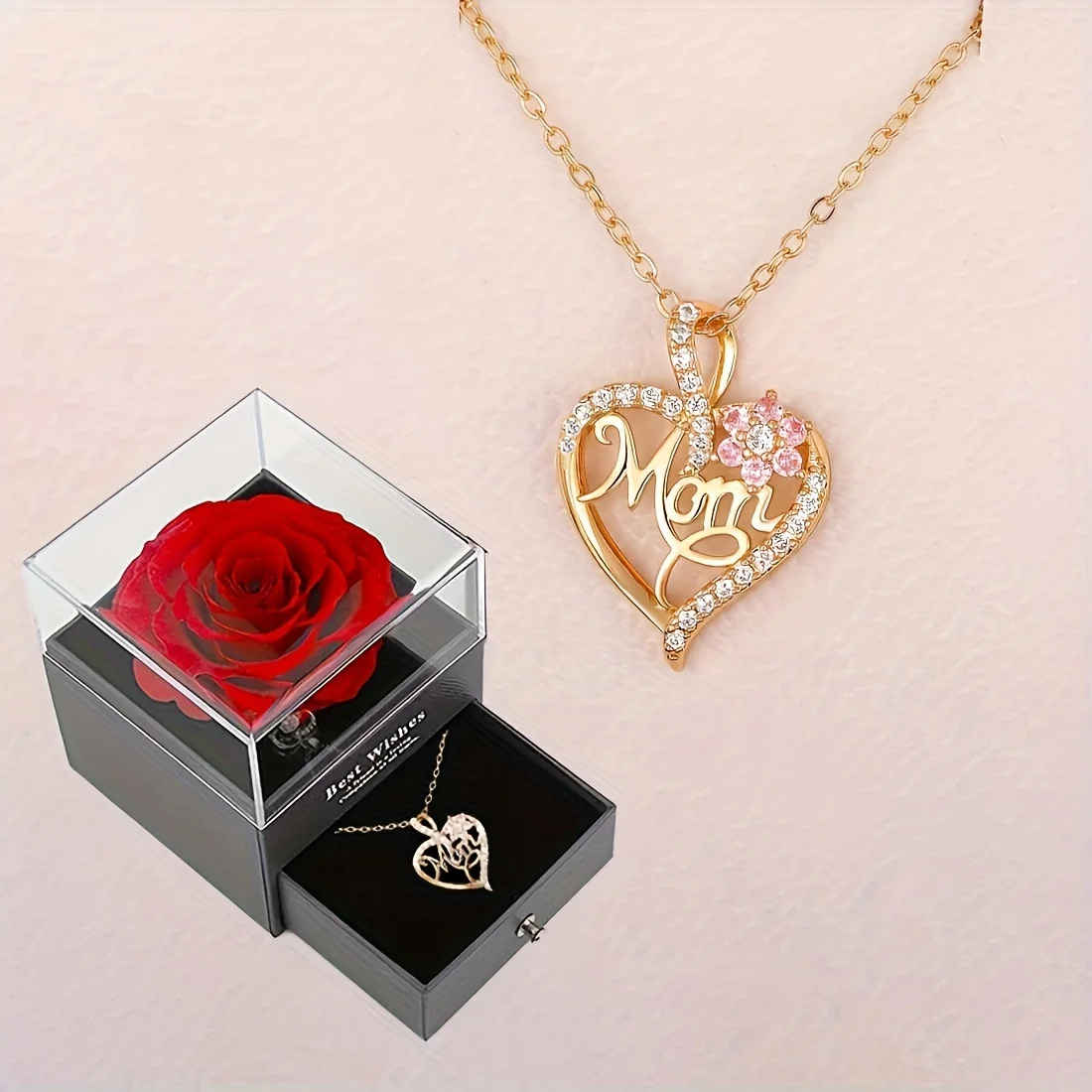 Collana con ciondolo cuore mamma con confezione regalo rosa per la mamma Compleanno Natale Regalo romantico 2024 Nuovo gioielli Zirocn di lusso alla moda