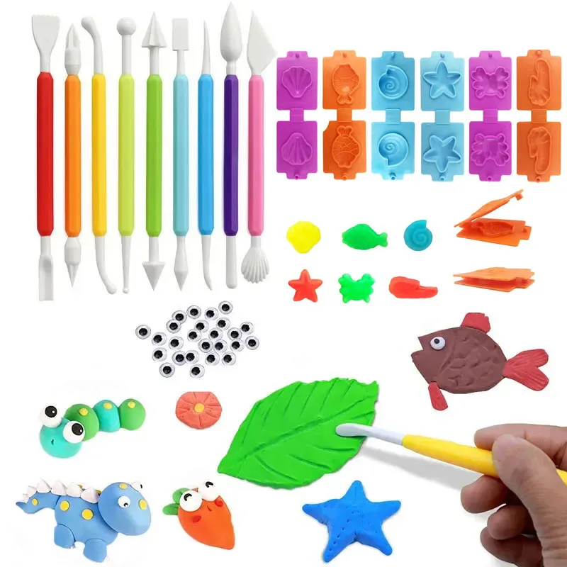 Ensemble d'outils de pâte à argile, accessoires de bricolage, moule à pâte à modeler 3D, Kit de modélisation, coupe créative pour enfants, moule à ciseaux, jouet éducatif, cadeau