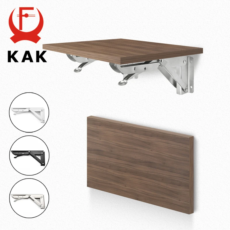 KAK 2 Stück klappbare Regalhalterung, robuste, zusammenklappbare Regalhalterung aus Edelstahl, Hardware für Tischarbeit, Wohnmobil, Auto, platzsparend Image