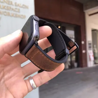 Leder Silikon armband für Apple Uhren armband 49mm 44mm 45mm 41mm 46mm 40mm 42mm 38mm Magnet armband Image